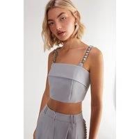Nastygal Grey Crop Top Womens Going Out Tops