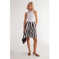 Striped Print Tailored Jort