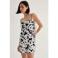 Spot Print Tailored Tie Side Dress