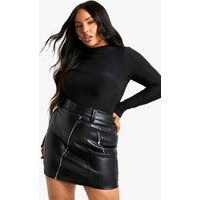 Womens Plus Pu Biker Mini Skirt