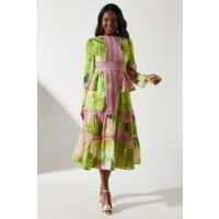 Coast Womens Peplum Dress Multi Elegant Jacquard Lace Trim Round Neckline