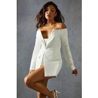Misspap Ivory Tailored Playsuit Womens Going Out Playsuits
