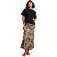 Womens Tall Leopard Satin Midaxi Skirt