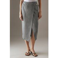 Warehouse Women's Deconstructed Wrap Column Skirt in Dark Grey | Size: 14