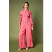 Lace Pleated Panel Detail Jumpsuit