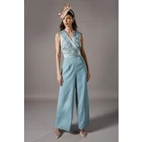 Coast Sage Wide Leg Jumpsuit Womens Occasion Jumpsuits
