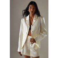 Jacquard Satin Fitted Waist Blazer