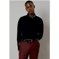 Mens Black Premium Cotton Tailored Fit Long Sleeve Shirt - 14.5 In