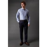 Mens Navy Check Stretch Slim Fit Smart Trousers - 38R