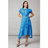 Animal Print Piped Detail Midi Dress