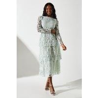 Tiered Lace Midi Dress