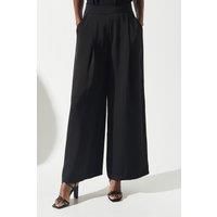 Coast Womens Satin Wide Leg Trousers Black High Waisted Elegant Party Wear