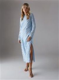 WAREHOUSE Fluffy Slash Neck Column Midi Dress 6
