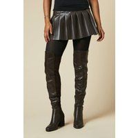 Dorothy Perkins Womens Bootie Chocolate Faux Leather High Heel Over Knee Boots