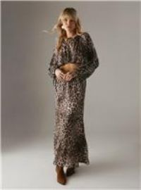 WAREHOUSE Animal Shadow Stripe Cropped Bubble Hem Boho Co-ord Blouse 8