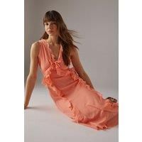 Warehouse Peach Slip Dress Womens Going Out Dresses