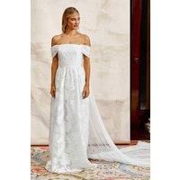 Bardot Organza Jacquard Full Skirted Wedding Dress