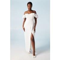 Volume Sleeve Corset Column Wedding Dress