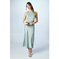 Oasis Women's Satin Bridesmaid Co-Ord Skirt in Sage | Size: 12