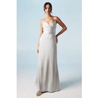 Cami Wrap Twist Back Satin Bridesmaids Maxi Dress