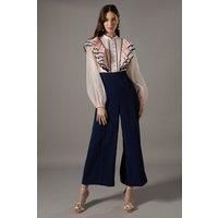 Petite Ruffle Shirt Jumpsuit