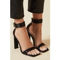 Faith Womens Heeled Sandals Strappy Black High Stiletto Open Toe Party Shoes