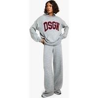 Tall DSGN Knitted Contrast Hoodie and Wide Leg Trouser Co Ord
