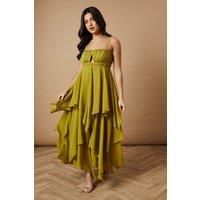 Tiered Chiffon Cut Out Maxi Dress