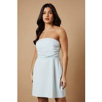 Oasis Women's Strapless Gathered Mini Dress in Baby Blue | Size: 16