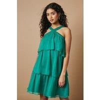 Petite Chiffon Halterneck Tiered Mini Dress