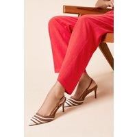 Delight Faux Leather Two Tone Slingback Stiletto Court Shoes