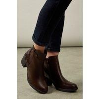 Wallis Womens Ankle Boots Black Faux Leather Slip On Mid Block Heel
