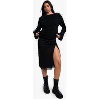 Womens Mesh Ruched Tie Split Front Midi Skirt