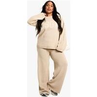 Plus Dsgn Studio Knitted Crew Neck and Wide Leg Trouser Co-ord