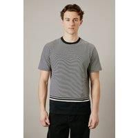 Mens Black Feeder Stripe T-Shirt - M