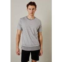 Mens Mid Grey Feeder Stripe T-Shirt - S