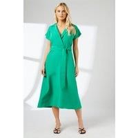Green Seam Detail Tie Waist Dress
