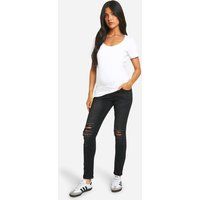 Womens Maternity Over The Bump Rip Skinny Jeans