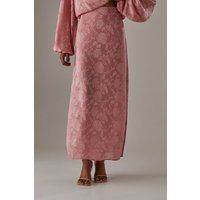 Warehouse Women's Chiffon Jacquard Bias Maxi Skirt in Pink | Size: 6