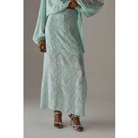 Warehouse Women's Chiffon Jacquard Bias Maxi Skirt in Apple Green | Size: 10