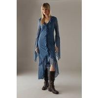 Lace Button Through Ruffle Maxi Dress