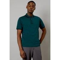 Mens Burton 1904 Jade Green Mercerised Tipped Polo Shirt - L