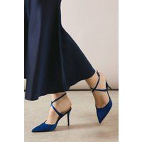 Womens Dewberry Satin Cross Strap High Heel Stiletto Court Shoes