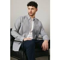 Debenhams Men's Grey Oxford Long Sleeve Shirt | Size: 2XL