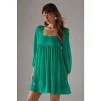 Hand Embellished Sequin Square Neck Mini Dress