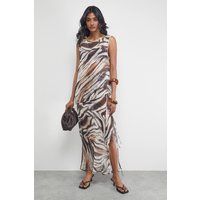 Warehouse Women's Chiffon Tie Side Column Midi Skirt in Zebra | Size: 6