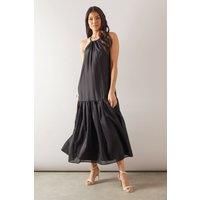 Halterneck Drop Hem Midaxi Dress