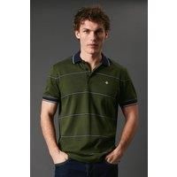 Debenhams Men's Dark Green Herman Stripe Polo | Size: Small