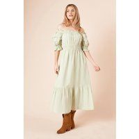 DOROTHY PERKINS Cut Work Sleeve Poplin Bardot Dress 18