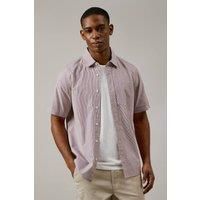 Mens Red Stripe Short Sleeve Shirt - L